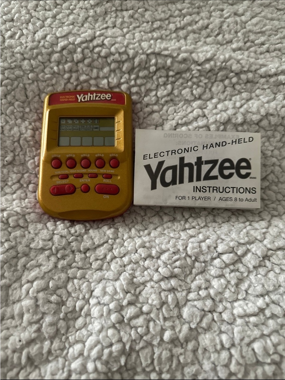 Electronic Handheld Yahtzee Game with Instructions